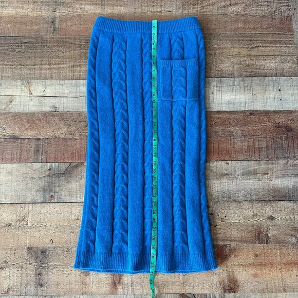 Cable Knit Midi Skirt In Bright Blue With Pocket Detail Size M Chartou - Picture 6 of 7